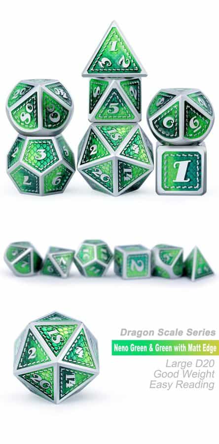 Dragon Scale Metal & Enamel 7 Piece Set -Dragon - DiceEmporium.com
