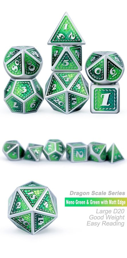 Dragon Scale Metal & Enamel 7 Piece Set -Dragon - DiceEmporium.com