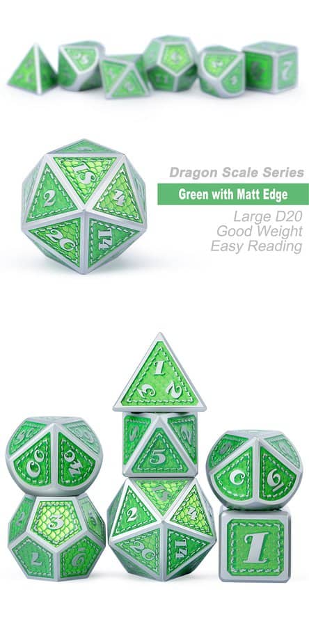 Dragon Scale Metal & Enamel 7 Piece Set -Serpent - DiceEmporium.com