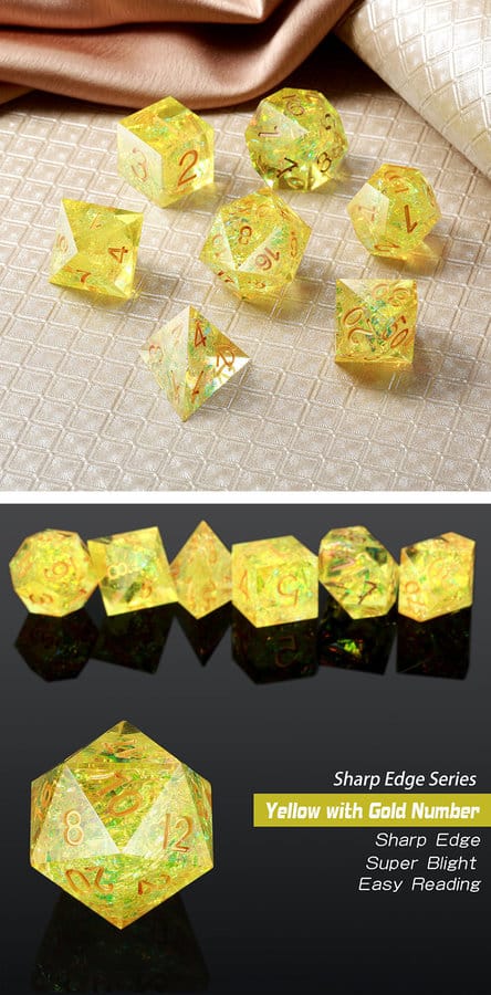 Sharp Edge Dice 7 Piece Set Canary - DiceEmporium.com