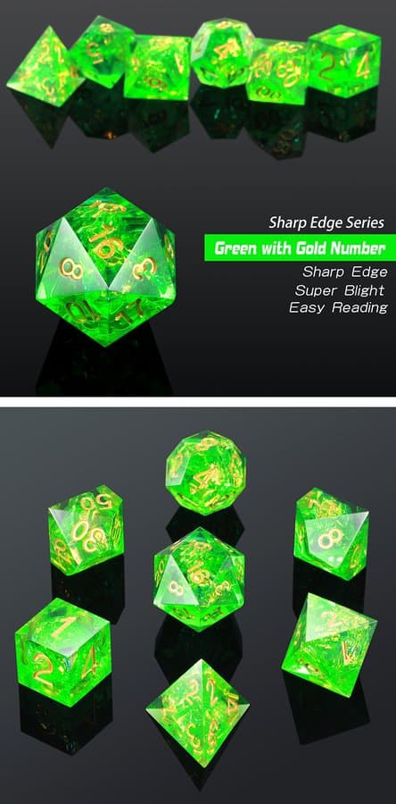 Sharp Edge Dice 7 Piece Set Kryptonite - DiceEmporium.com