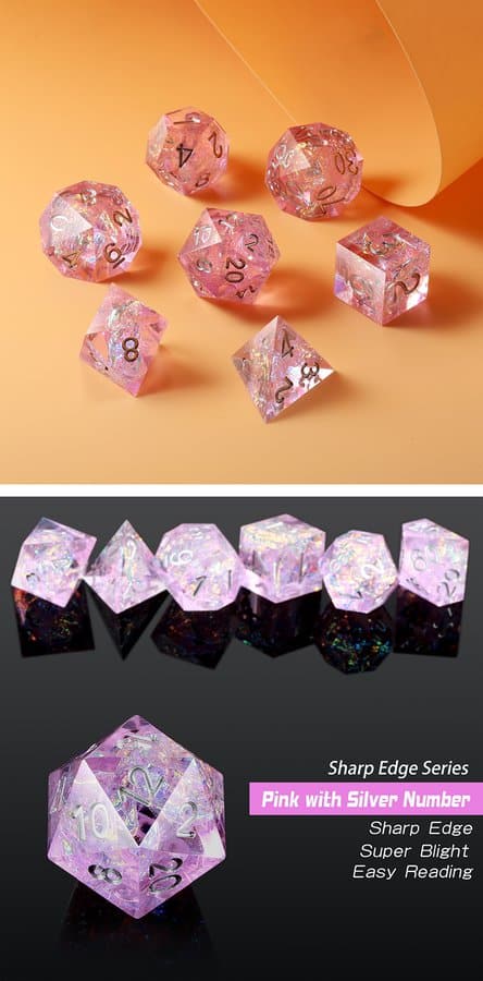 Sharp Edge Dice 7 Piece Set Roses - DiceEmporium.com