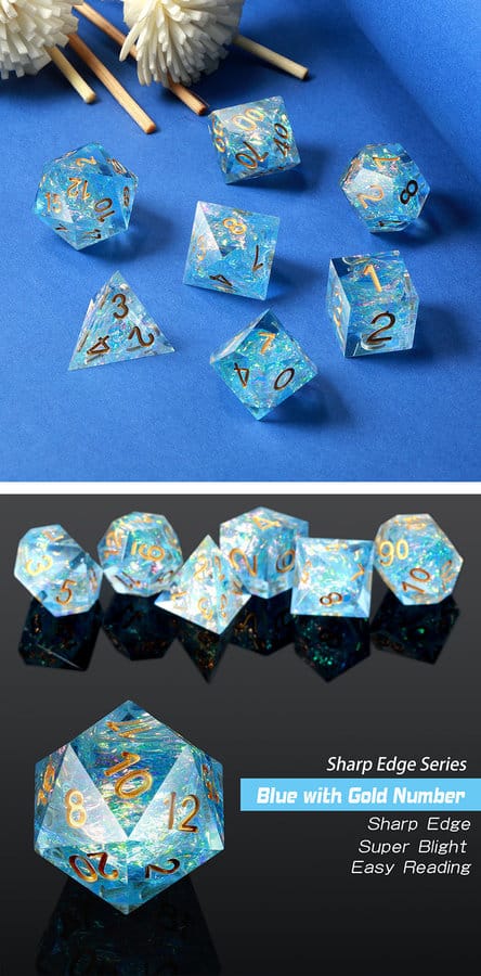 Sharp Edge Dice 7 Piece Set Topaz - DiceEmporium.com