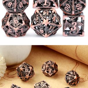 Hollow Dice Set 7 Piece Dragon Copper - DiceEmporium.com