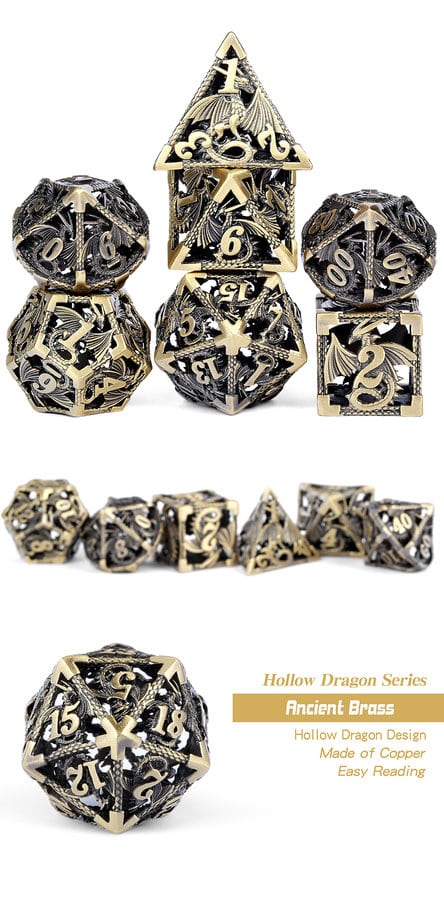 Hollow Dice Set 7 Piece Dragon Bronze - DiceEmporium.com