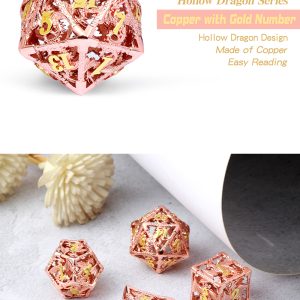 Hollow Dice Set (7pcs) Dragon Copper & Gold - The Dice Emporium - The Dice Emporium