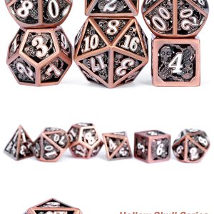 Hollow Dice Set (7pcs) Skull Copper & White - The Dice Emporium