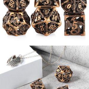 Hollow Dice Set 7 Piece Dragon Brass - DiceEmporium.com