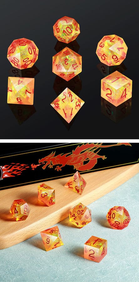 Sharp Edge Dice 7 Piece Set Sunset - DiceEmporium.com