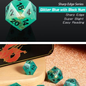 Sharp Edge Dice 7 Piece Set Lagoon - DiceEmporium.com