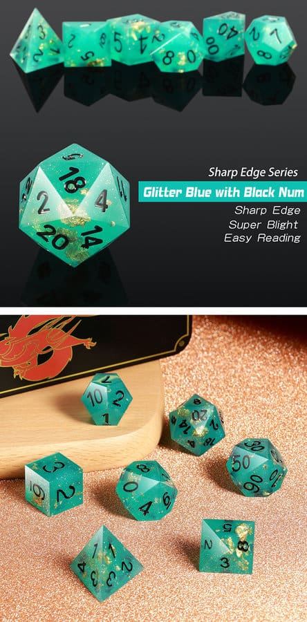 Sharp Edge Dice 7 Piece Set Lagoon - DiceEmporium.com