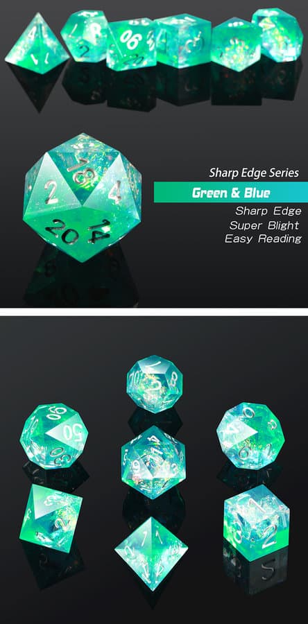 Sharp Edge Dice 7 Piece Set Seashore - DiceEmporium.com