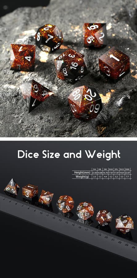 Sharp Edge Dice 7 Piece Set Cola - DiceEmporium.com