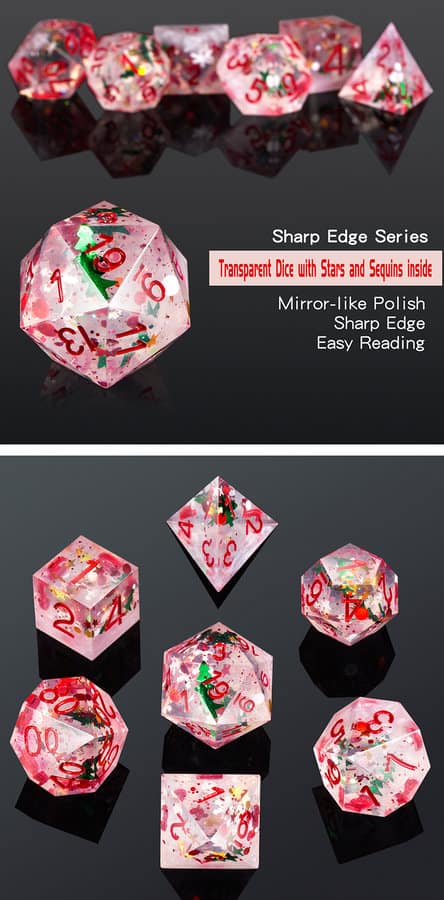 Sharp Edge Dice 7 Piece Set Holiday - DiceEmporium.com