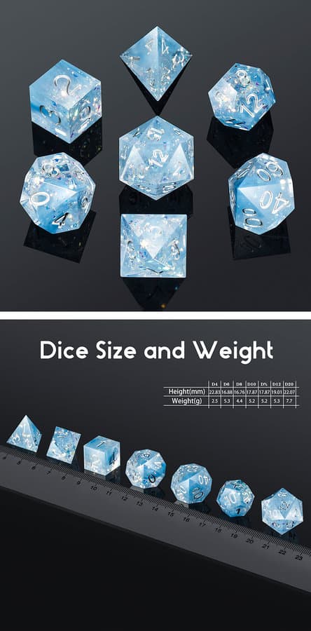 Sharp Edge Dice 7 Piece Set Frozen - DiceEmporium.com