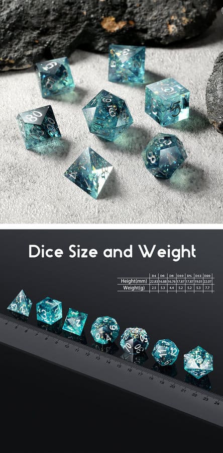 Sharp Edge Dice 7 Piece Set Ocean - DiceEmporium.com