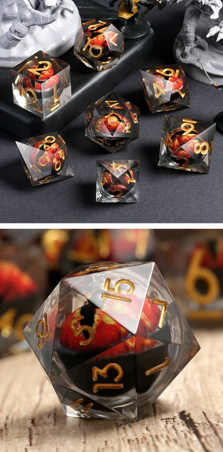Sharp Edge Dice - Dragon Eye - Red -DiceEmporium.com