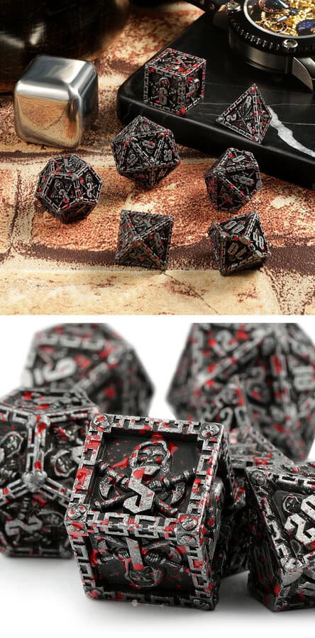 Reaper Blood & Iron Metal & Enamel Dice Set - Dice Emporium