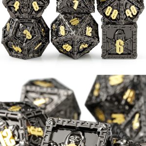 Reaper Black & Gold Metal & Enamel Dice Set - Dice Emporium