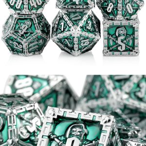 Metal & Enamel Dice Set (7pcs) (Reaper) [Green] - Dice Emporium