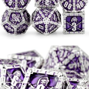 Metal & Enamel Dice Set (7pcs) (Reaper) [Purple] - Dice Emporium