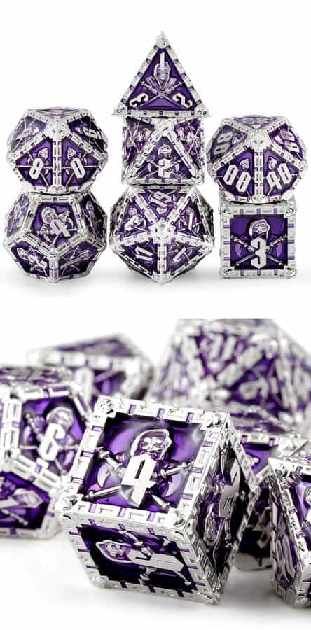 Metal & Enamel Dice Set (7pcs) (Reaper) [Purple] - Dice Emporium