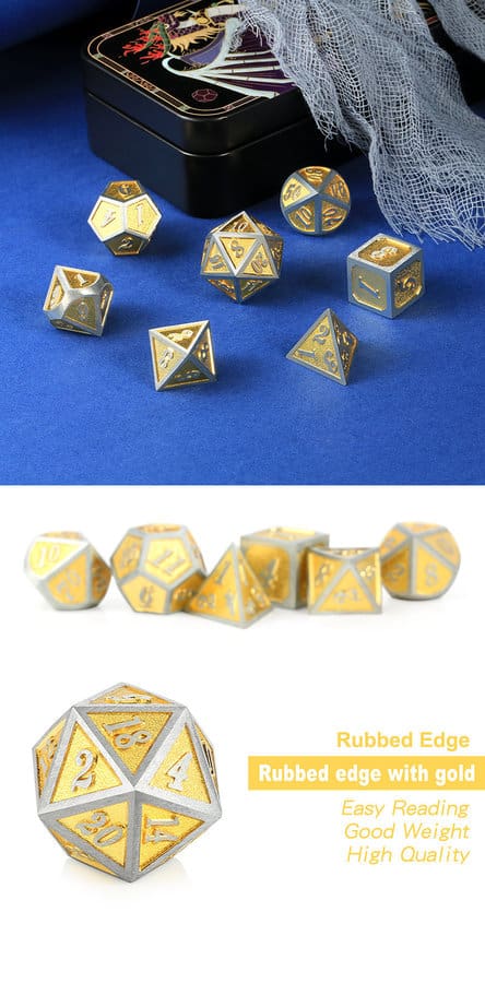 Metal & Enamel 7 Piece Set - Golden- DiceEmporium.com