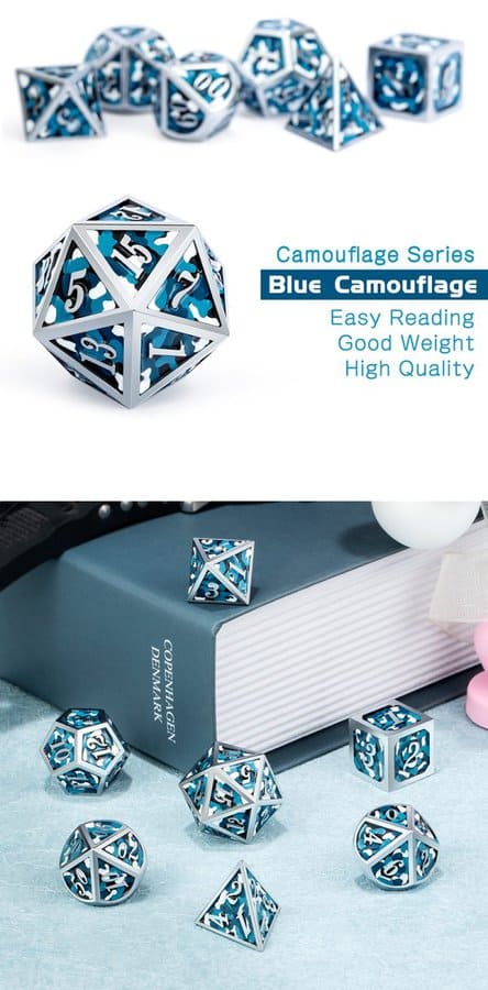 Blue Camouflage 7 Piece Set - DiceEmporium.com
