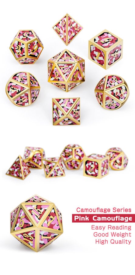 Pink Camouflage 7 Piece Set - DiceEmporium.com