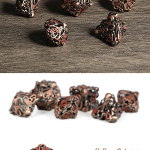 Hollow Dice Set (7pcs) Kraken Copper & Red - The Dice Emporium