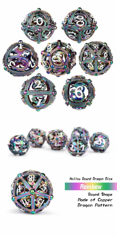 Dragon Iridescence Hollow Orb Dice Set - DiceEmporium.com