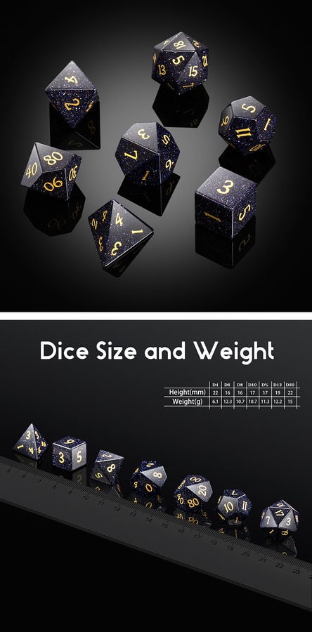 Gemstone Dice 7 Piece Set Blue Sandstone Synthetic - DiceEmporium.com