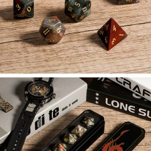 Gemstone Dice 7 Piece Set Bloodstone (Natural) - DiceEmporium.com