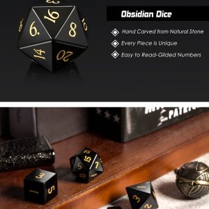 Gemstone Dice 7 Piece Set Obsidian (Natural) - DiceEmporium.com