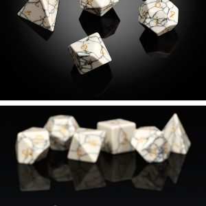 Gemstone Dice 7 Piece Set Howlite (Synthetic) - DiceEmporium.com