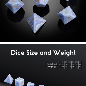 Gemstone Dice 7 Piece Set Blue Lace Agate (Synthetic) - DiceEmporium.com