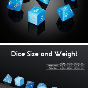 Gemstone Dice 7 Piece Set Blue Cat's Eye (Synthetic) - DiceEmporium.com