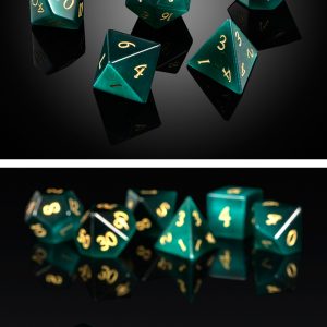 Gemstone Dice 7 Piece Set Green Cat's Eye (Synthetic) - DiceEmporium.com