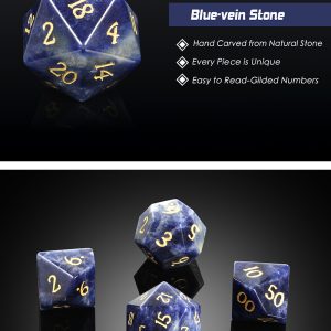 Gemstone Dice 7 Piece Set Sodalite (Natural) - DiceEmporium.com