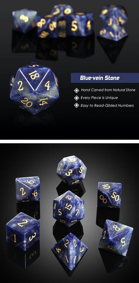 Gemstone Dice 7 Piece Set Sodalite (Natural) - DiceEmporium.com