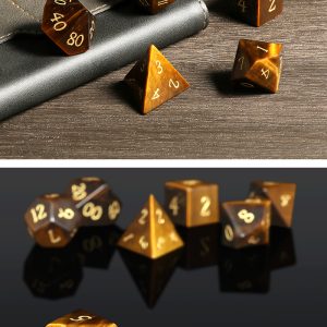 Gemstone Dice 7 Piece Set Tiger's Eye (Natural) - DiceEmporium.com