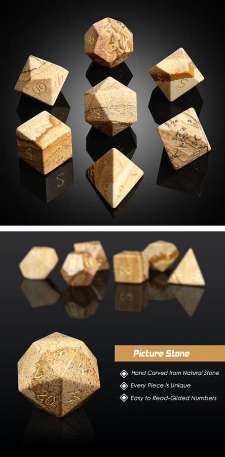 Gemstone Dice 7 Piece Set Picture Jasper (Natural) - DiceEmporium.com