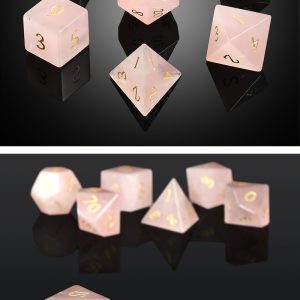 Gemstone Dice 7 Piece Set Rose Quartz (Natural) - DiceEmporium.com