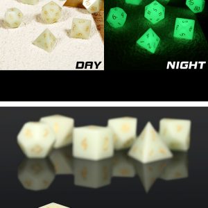 Gemstone Dice 7 Piece Set Green Glowstone Synthetic - DiceEmporium.com