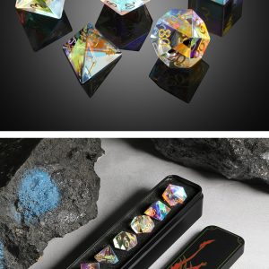 Glass Dice 7 Piece Set - Rainbow K9 Glass - DiceEmporium.com