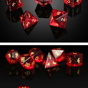 Glass Dice 7 Piece Set Ruby Zircon - DiceEmporium.com