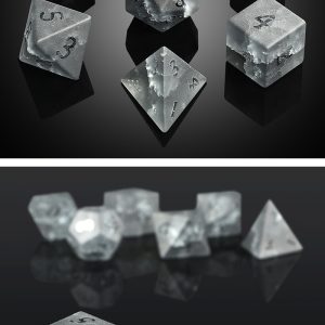 Glass Dice 7 Piece Set Shattered Onyx Zircon - DiceEmporium.com