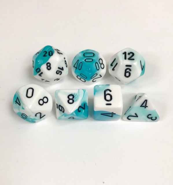 Teal-White-Black-Gemini-Chessex-Dice-CHX26444