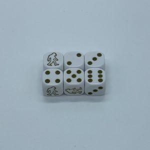 Bigfoot 16mm 6-Sided Die. Army green pips and bigfoot.