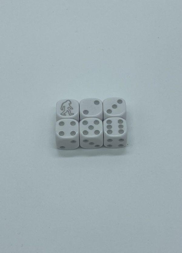 Sasquatch 16mm 6-Sided Die. Light grey pips and sasquatch.